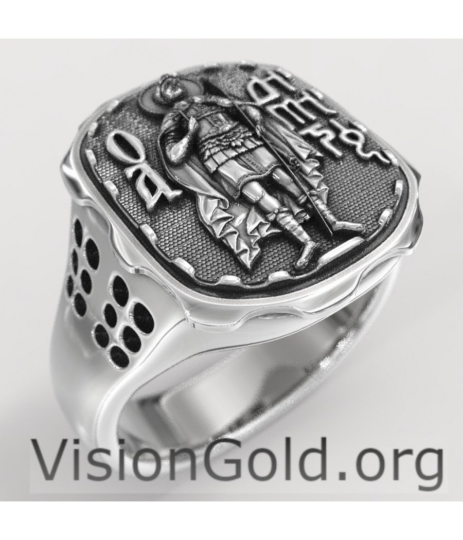 Christlicher Herrenring mit Sankt Demetrius - Visiongold® Ringe