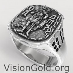 Christlicher Herrenring mit Sankt Demetrius - Visiongold® Ringe