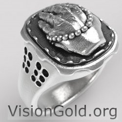 Anillo de oración para hombres cristianos - Anillo de manos rezando 0633