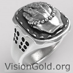 Jewelry Men's Stainless Silver Vintage Praying Hands Ring Black Silver 0633