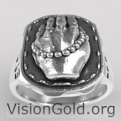 Anillo de oración para hombres cristianos - Anillo de manos rezando 0633