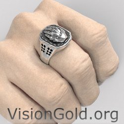 Anillo de oración para hombres cristianos - Anillo de manos rezando 0633