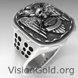 Серебряное мужское кольцо ручной работы Harley Davidson - подарки для него 0642