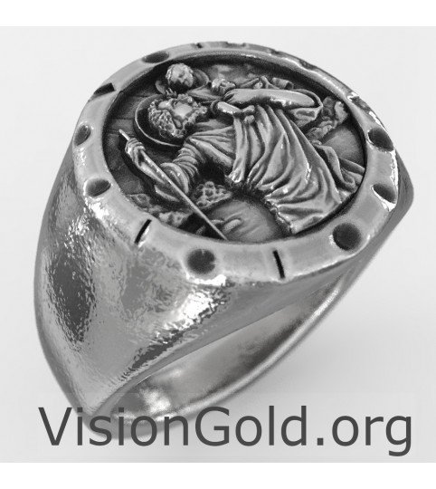 The Must-Have Vintage Silver Ring With Saint Christopher