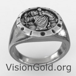 Vintage St Christopher Ring, Saint Christopher Signet Ring