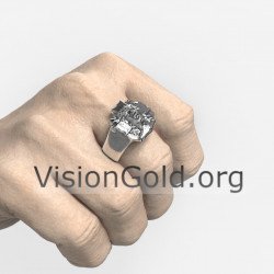 Artístico Anillo de Jesús de Plata Hecho a Mano-Visiongold® Christian Jewelry 0654