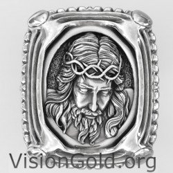 Mens 925 Silver Jesus Christ Ring Religious Gifts Christian