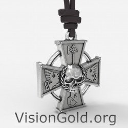 Ανδρικό Κολιέ Σταυρός Νεκροκεφαλή -Visiongold® Ανδρικά