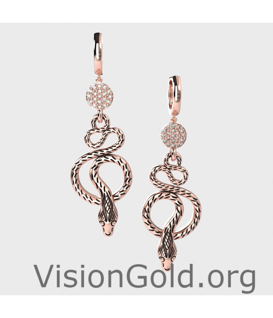 Μακριά Γυναικεία Σκουλαρίκια Κρεμαστά Με Φίδι 0263