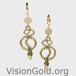 Μακριά Γυναικεία Σκουλαρίκια Κρεμαστά Με Φίδι 0263