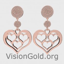 Μακριά Κρεμαστά Γυναικεία Σκουλαρίκια Καρδιές - Νυφικά