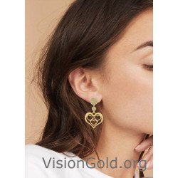 Μακριά Κρεμαστά Γυναικεία Σκουλαρίκια Καρδιές - Νυφικά
