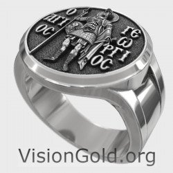 Silber Ring mit Sankt Georg-Christliche Ringe VisionGold® 0655