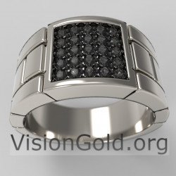 Anillo De Hombre Elegante Y Con Estilo Con Piedras Negras - Visiongold® Anillos De Hombre 0634