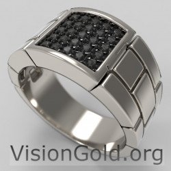 Anillo De Hombre Elegante Y Con Estilo Con Piedras Negras - Visiongold® Anillos De Hombre 0634