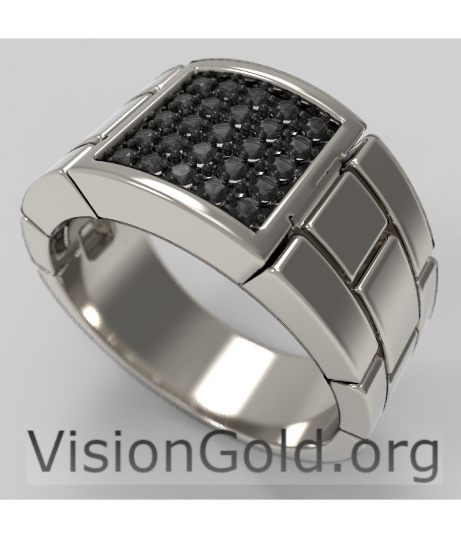 Anillo De Hombre Elegante Y Con Estilo Con Piedras Negras - Visiongold® Anillos De Hombre 0634