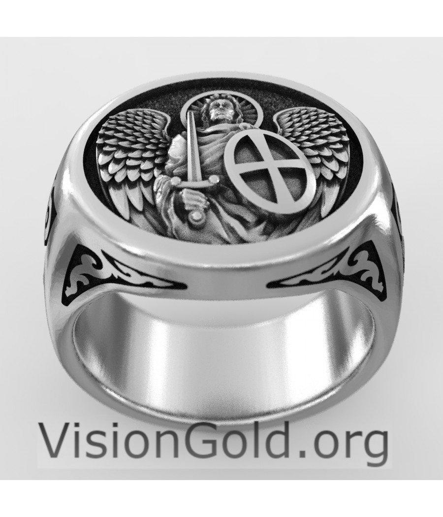 Silver St. Michael Ring, Religious Jewelry for Women & Men