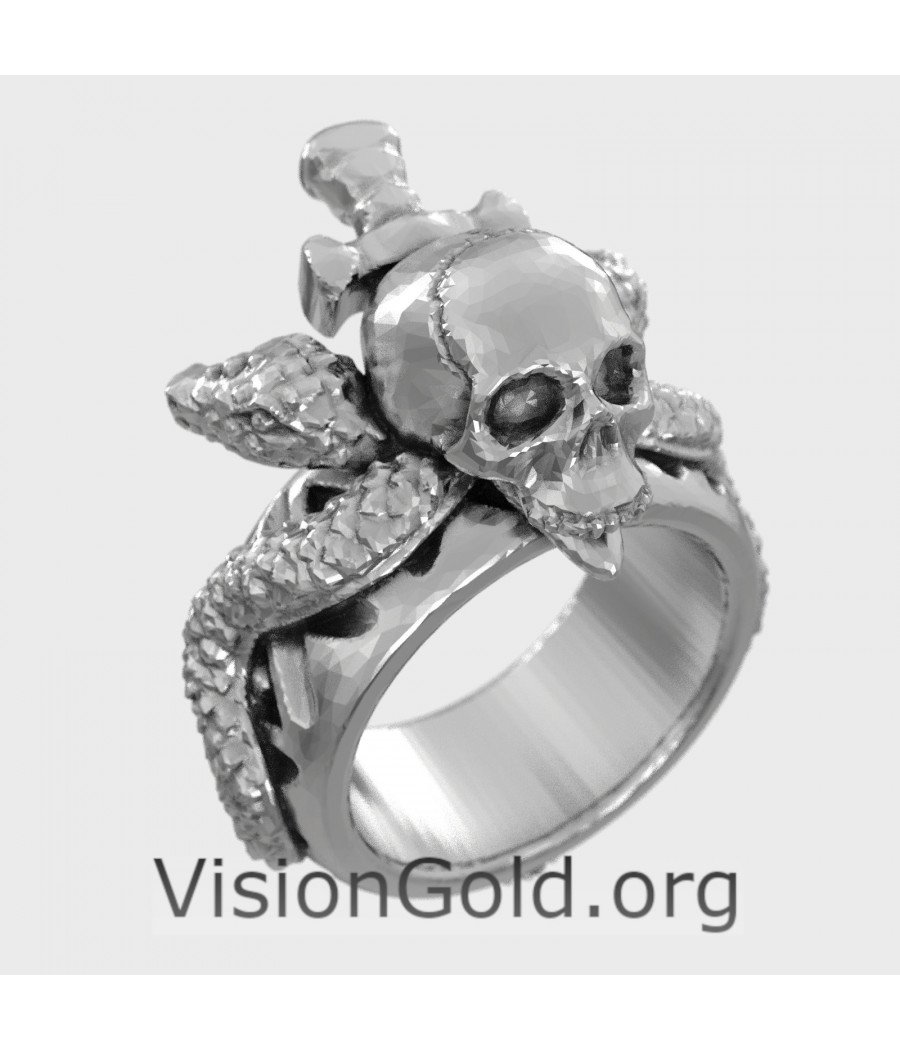 925 Sterling Silver Men Ring,Skull Ring Jewelry,Handmade Silver