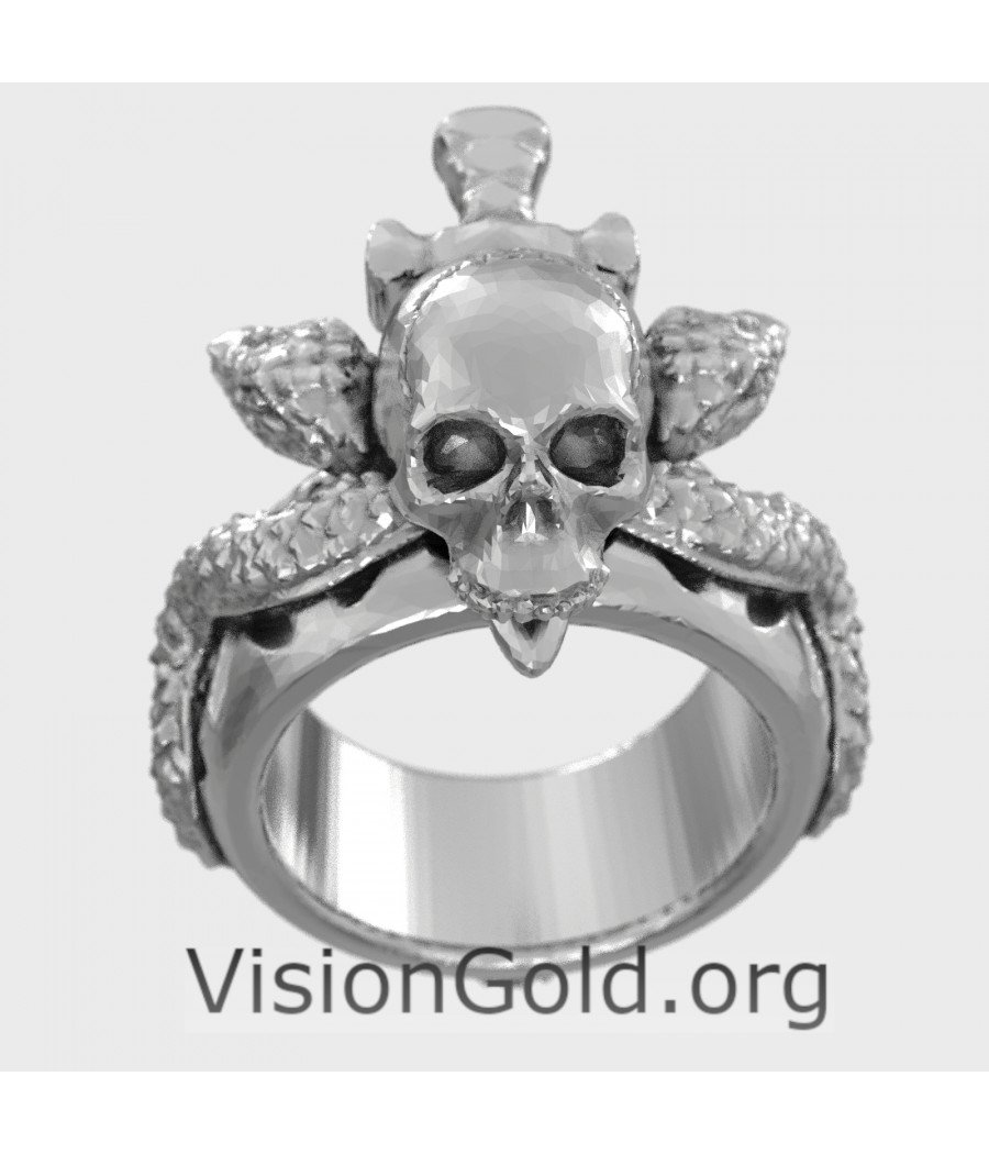 925 Sterling Silver Men Ring,Skull Ring Jewelry,Handmade Silver