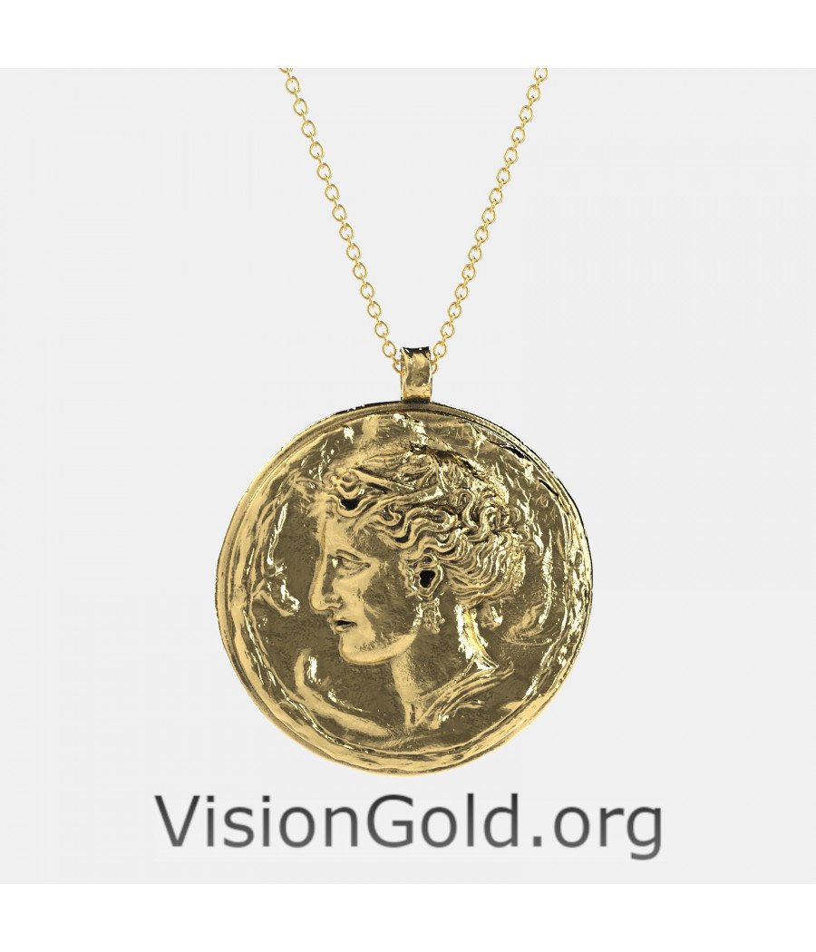 Collar Moneda Plata Unisex-Collar Largo Moneda Plata Visiongold® 0727