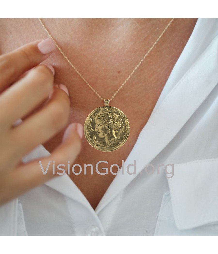 Collar Moneda Plata Unisex-Collar Largo Moneda Plata Visiongold® 0727