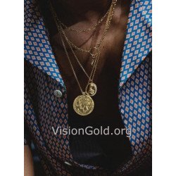 Collar Moneda Plata Unisex-Collar Largo Moneda Plata Visiongold® 0727