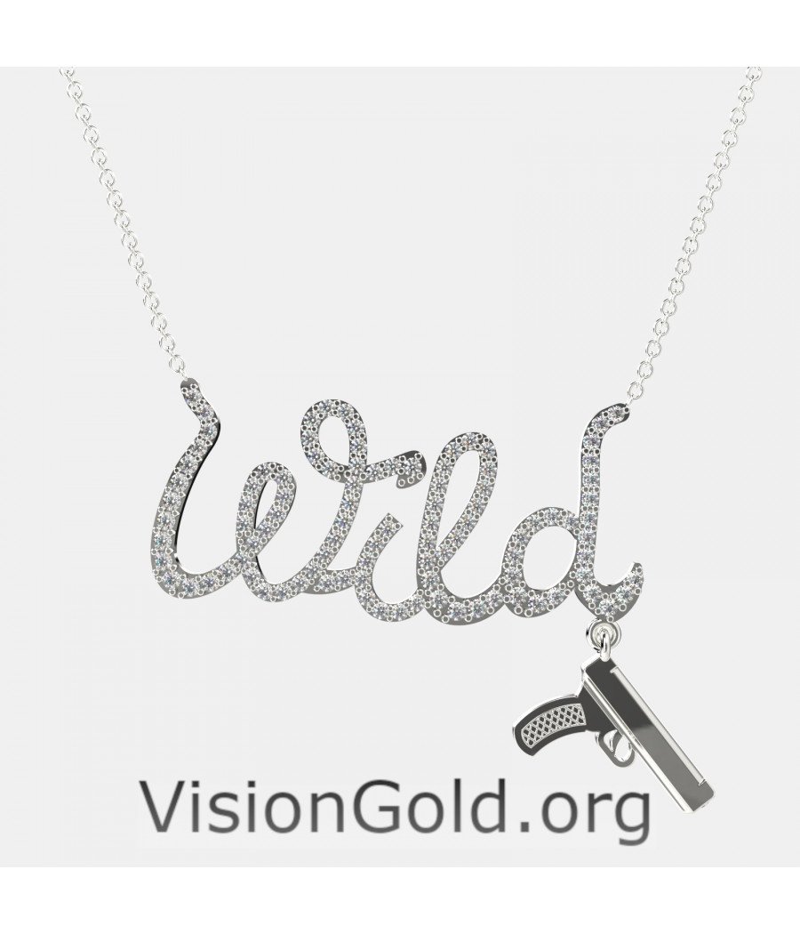 Gold gun necklace on sale pendant