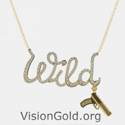 Wild Gun Necklace, Gun Jewelry, Gold Silver Tiny Gun Charm