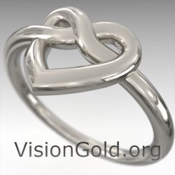 Δαχτυλίδι Καρδιά-Δαχτυλίδι Love Κόμπος-Καρδιά-Ασημένιο