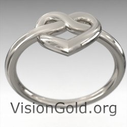 Δαχτυλίδι Καρδιά-Δαχτυλίδι Love Κόμπος-Καρδιά-Ασημένιο