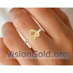 Love Knot Ring Sterling Silver, Dainty Stacking Ring Gold, Cute