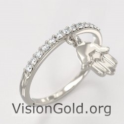 Fine Veraki Hand of Fatima-Ring Hand of Fatima-Handmade Chevalier Ring Hand of Fatima 1274