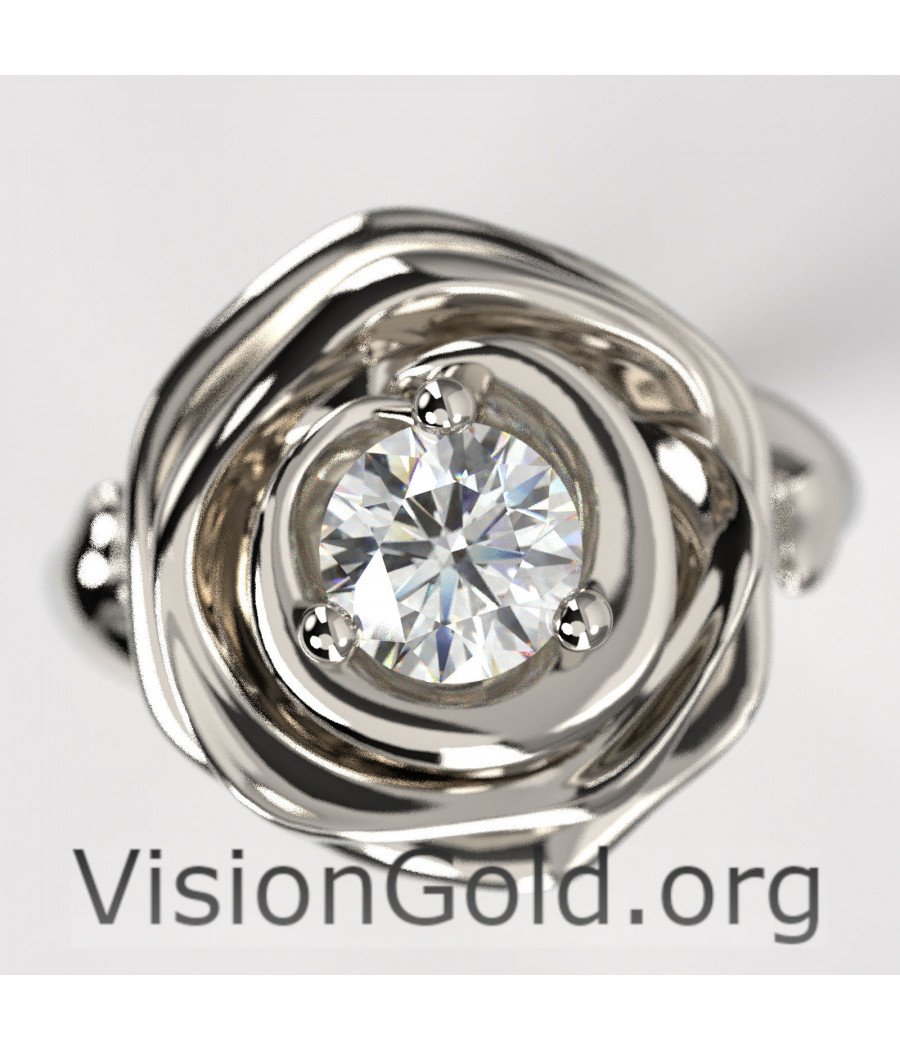 Δαχτυλιδι Ροδο-Δαχτυλίδι Τριαντάφυλλο-Ασημένιο Δαχτυλίδι Ρόδο