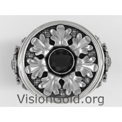 Δαχτυλίδι Ανδρικό Με Μαύρη Πέτρα-Ανδρικα Δαχτυλιδια Με Πετρα