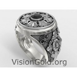 Δαχτυλίδι Ανδρικό Με Μαύρη Πέτρα-Ανδρικα Δαχτυλιδια Με Πετρα