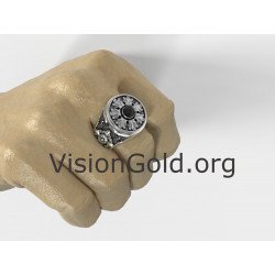 Anillo de hombre con piedra negra-Anillos de hombre con piedra 0429