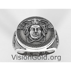 Gorgon Medusa Handmade Silber Biker Ring 0676