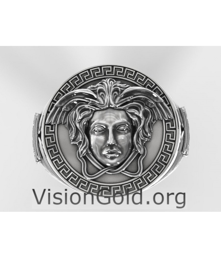 Gorgon Medusa Handmade Silber Biker Ring 0676