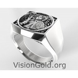 Ασημένιο Ανδρικό Δαχτυλίδι Αρχάγγελος Μιχαήλ-Δαχτυλίδια Με Τον