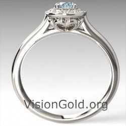 Premium Μονόπετρο Δαχτυλίδι Με Οβάλ Ακουαμαρίνα Και Μπριγιάν