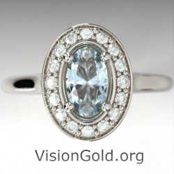 Shop Premium Statement Oval Aquamarine Engagement Ring With