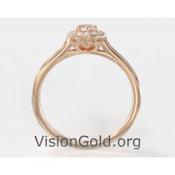 Μονόπετρο Δαχτυλίδι Με Οβάλ Μοργκανίτη Και Μπριγιάν Διαμάντια