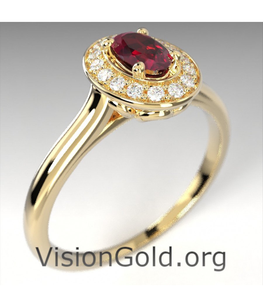 Anillo de rubí de una sola piedra premium para