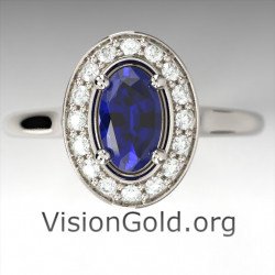 Μονόπετρο Δαχτυλίδι Με Ζαφείρι Και Διαμάντια-Εναλλακτικα