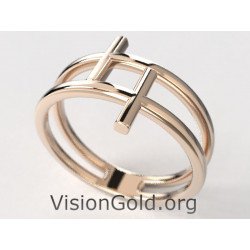 Double Ring Elegant Cross Ring 1234