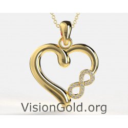Sterling Silver Infinity Heart Necklace, Heart Jewellery, Heart