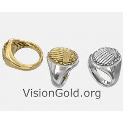 Ασημένιο Σεβαλιέ Χειροποίητο Ιδιαίτερο Δαχτυλίδι Σφραγίδα