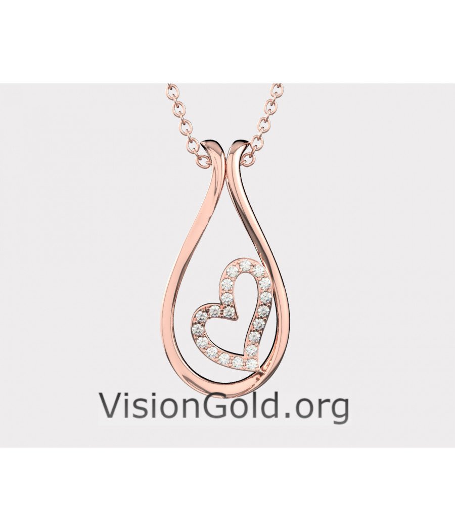 Κολιέ Γυναικεία Με Σχέδιο Καρδιά-Γυναικείο Κολιέ Καρδιά