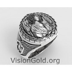 Silver Archangel Michael Signet Ring | Religious Men's Ring |