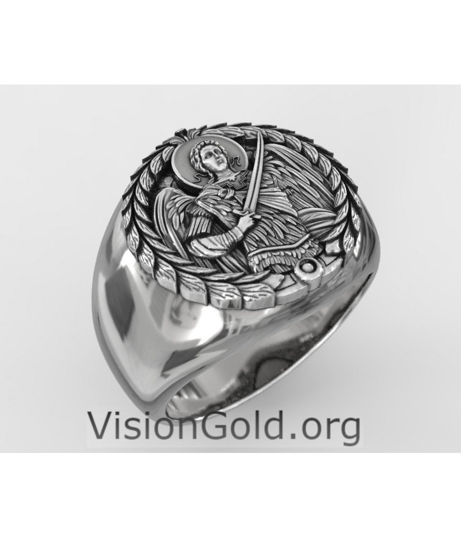 Archangel Saint Michael Signet Ring 0696